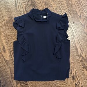 Rebecca Taylor Navy ruffle shell, size 10